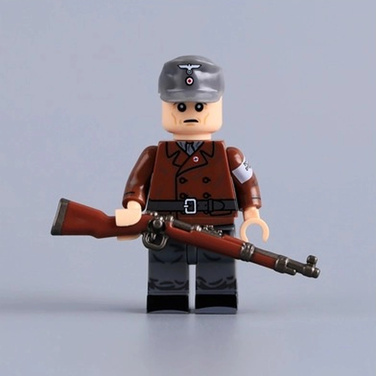 German Volkssturm (peoples Storm) Elder Conscript (brown Jacket) Wwii Custom Printed Brick Block Figure