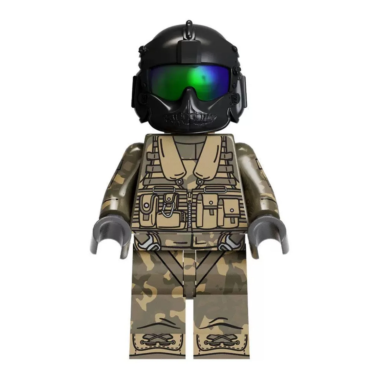 Modern Combat Black Hawk Aviation Pilot Custom Printed Brick Block Figure