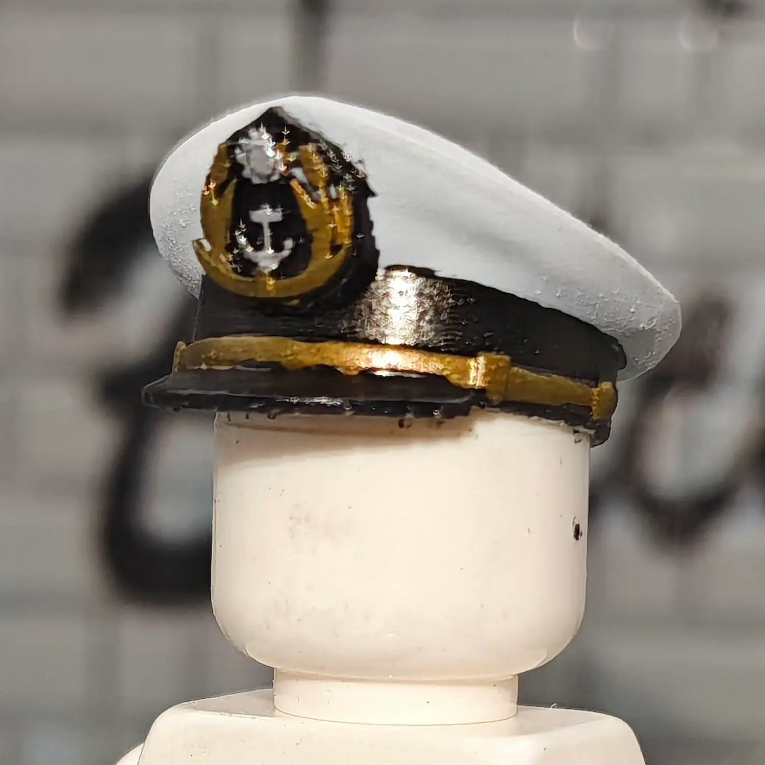 Type 46 Navy Peaked Cap (White) - Custom 3D Printed Miniature Accessory Parts Pieces for Brick Block Figures Type 46 Navy Peaked Cap (white) Custom 3d Printed Miniature Accessory Parts Pieces For Brick Block Figures