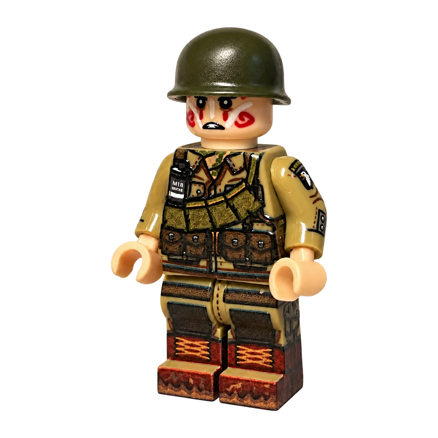 Us 101st Airborne Rifleman (khaki Uniform) Wwii – Custom Printed Brick Block Figure