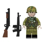 US Infantryman Olive Uniform Vietnam War with Weapons – Custom Printed Brick Block Figure