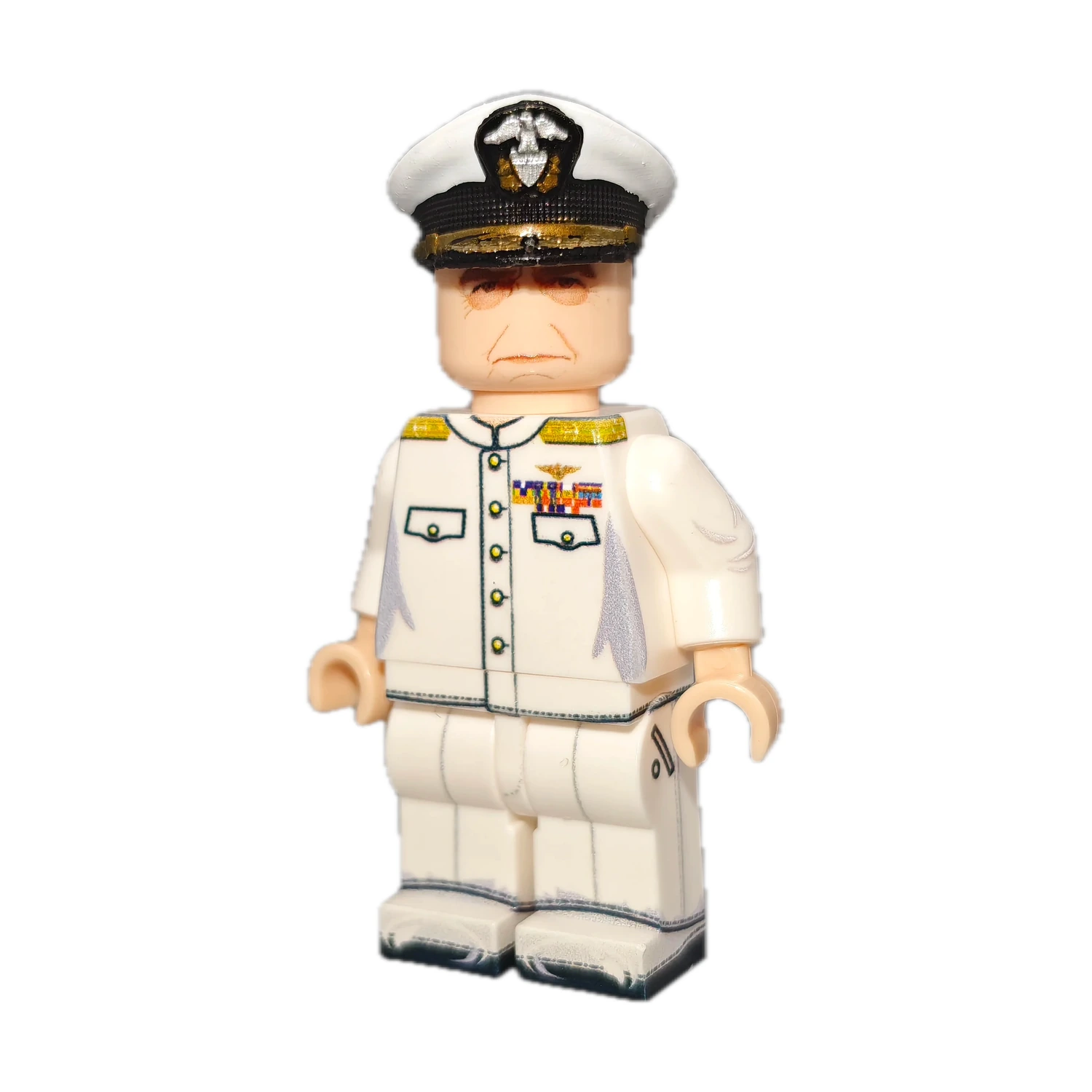 United States Navy Admiral William Bull Halsey (Service Dress White Uniform) WWII - Custom Printed Brick Block Figure United States Navy Admiral William Bull Halsey (service Dress White Uniform) Wwii Custom Printed Brick Block Figure