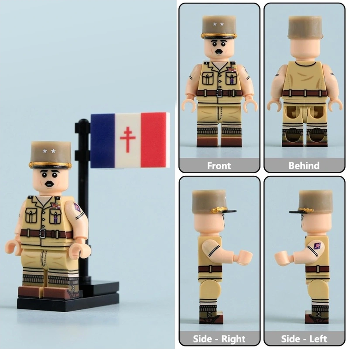 all sides of Free French Brigadier General Marie-Pierre Kœnig WWII - Custom Printed Brick Block Figure All Sides Of Free French Brigadier General Marie Pierre Kœnig Wwii Custom Printed Brick Block Figure