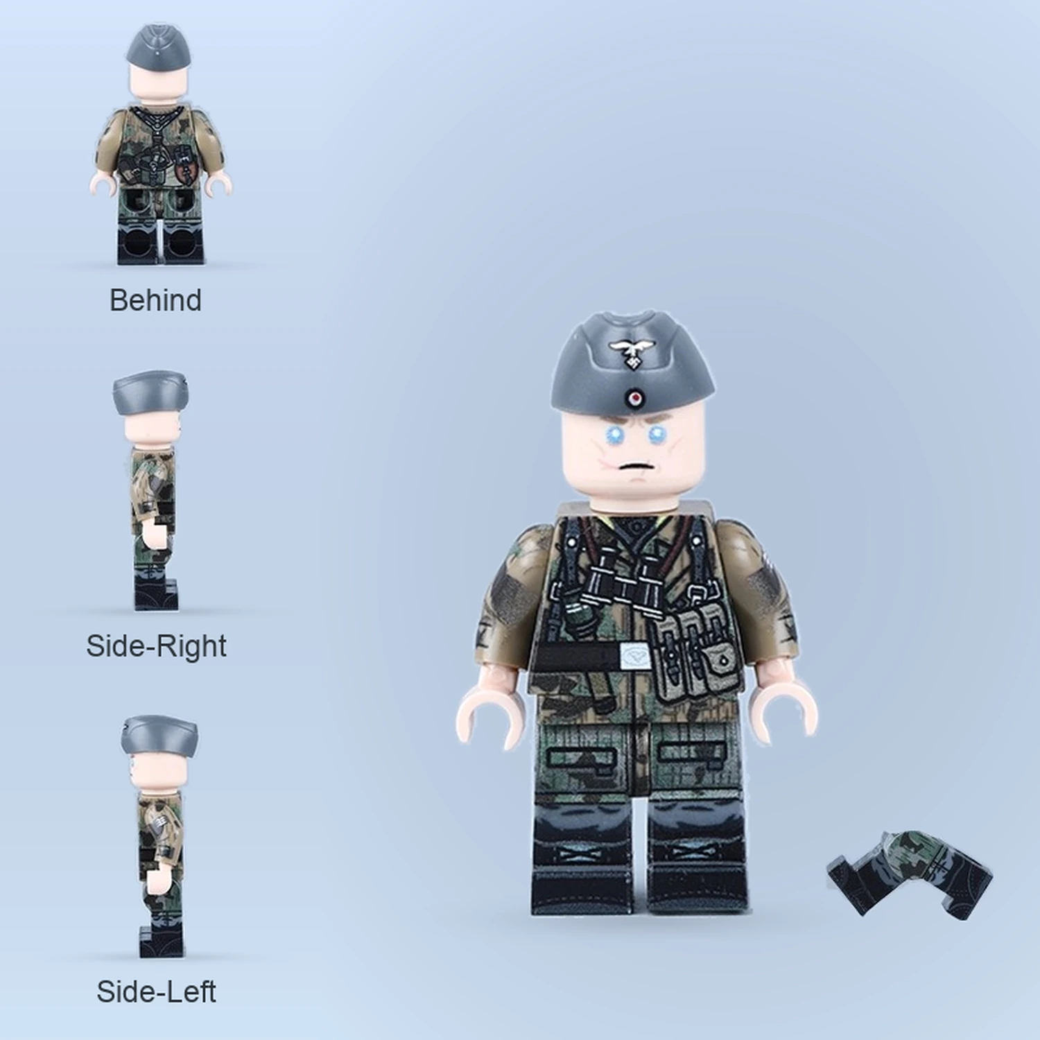 all sides of German Air Force Camouflage Paratrooper (Squad Leader / NCO) - Custom Printed Brick Block Figure all sides of German Air Force Camouflage Paratrooper (Squad Leader / NCO) - Custom Printed Brick Block Figure