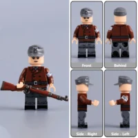 All Sides Of German Volkssturm (peoples Storm) Elder Conscript (brown Jacket) Wwii Custom Printed Brick Block Figure