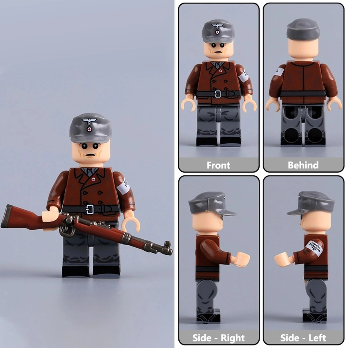 All Sides Of German Volkssturm (peoples Storm) Elder Conscript (brown Jacket) Wwii Custom Printed Brick Block Figure