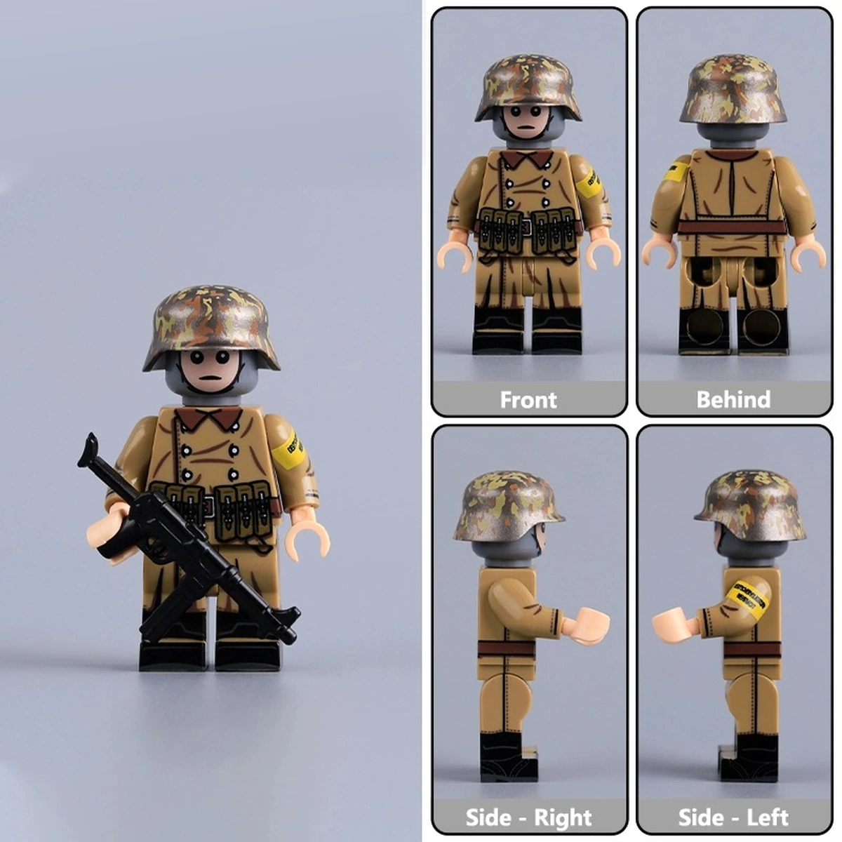 all sides of German Volkssturm (Peoples Storm) Militiaman with MP40 (Brown Overcoat) WWII - Custom Printed Brick Block Figure All Sides Of German Volkssturm (peoples Storm) Militiaman With Mp40 (brown Overcoat) Wwii Custom Printed Brick Block Figure