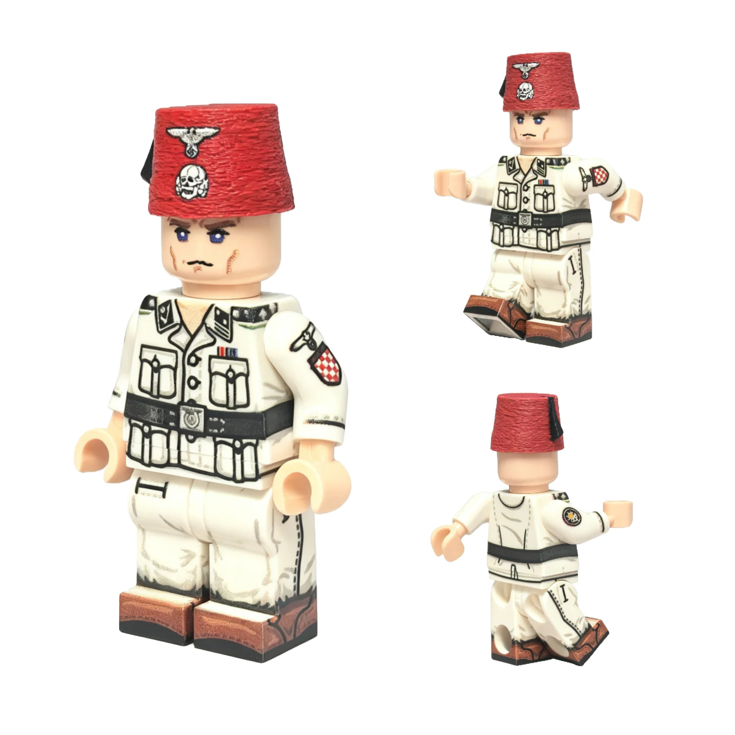 all sides of Waffen-SS Bosnian Mountain Troop Handschar Sergeant Major (Summer Uniform) WWII - Custom Printed Brick Block Figure All Sides Of Waffen Ss Bosnian Mountain Troop Handschar Sergeant Major (summer Uniform) Wwii Custom Printed Brick Block Figure