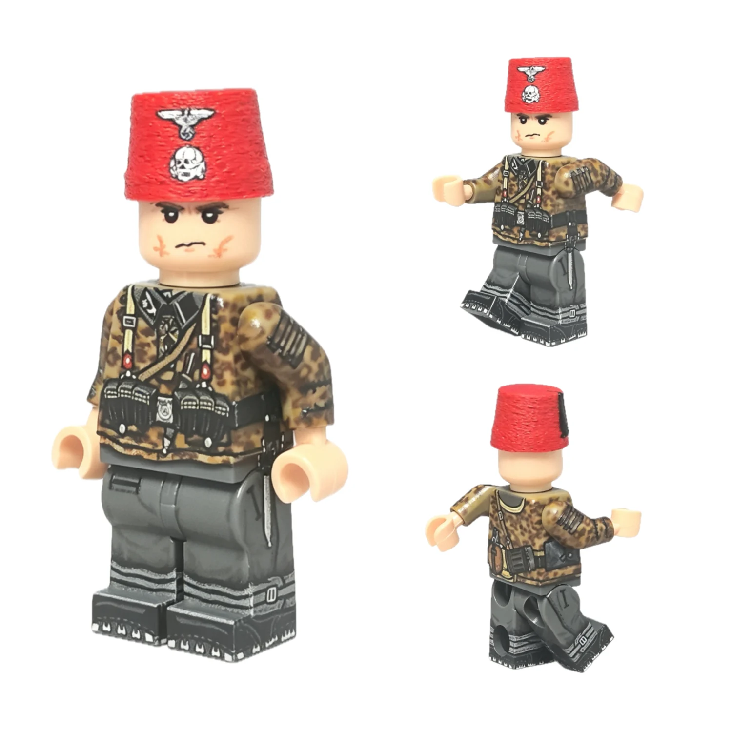 All Sides Of Waffen Ss Bosnian Mountain Troop Handschar Veteran Rifleman (oak Leaf Camouflage) Wwii Custom Printed Brick Block Figure