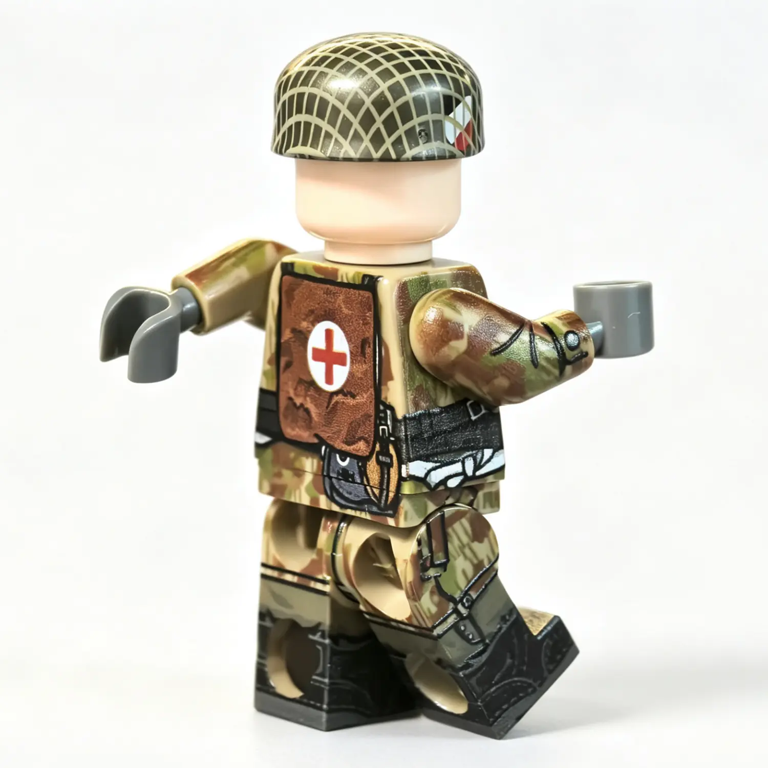 the back of German Fallschirmjäger (Paratrooper) Combat Medic Splinter Camouflage WWII - Custom Printed Brick Block Figure The Back Of German Fallschirmjäger (paratrooper) Combat Medic Splinter Camouflage Wwii Custom Printed Brick Block Figure