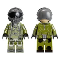 the front and back of Modern Chinese PLAAF Tactical Fighter Pilot (Panda Helmet) - Custom Printed Brick Block Figure The Front And Back Of Modern Chinese Plaaf Tactical Fighter Pilot (panda Helmet) Custom Printed Brick Block Figure