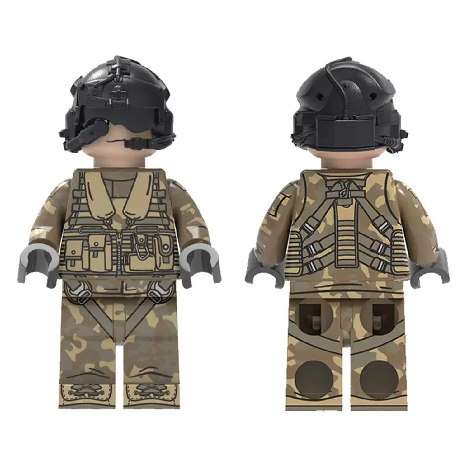 the front and back of Modern Combat AH-64 Apache Helicopter Pilot - Custom Printed Brick Block Figure The Front And Back Of Modern Combat Ah 64 Apache Helicopter Pilot Custom Printed Brick Block Figure