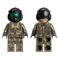 The Front And Back Of Modern Combat Black Hawk Aviation Pilot Custom Printed Brick Block Figure