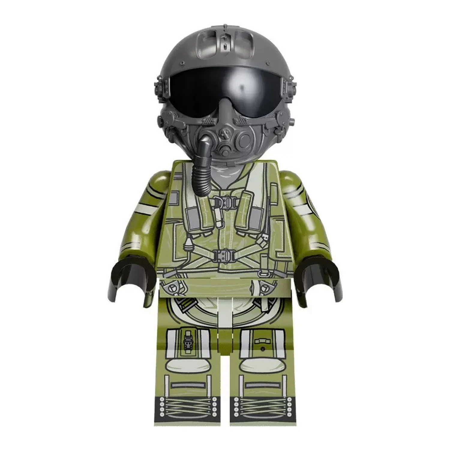 the front of Modern Chinese PLAAF Tactical Fighter Pilot (Panda Helmet) - Custom Printed Brick Block Figure The Front Of Modern Chinese Plaaf Tactical Fighter Pilot (panda Helmet) Custom Printed Brick Block Figure