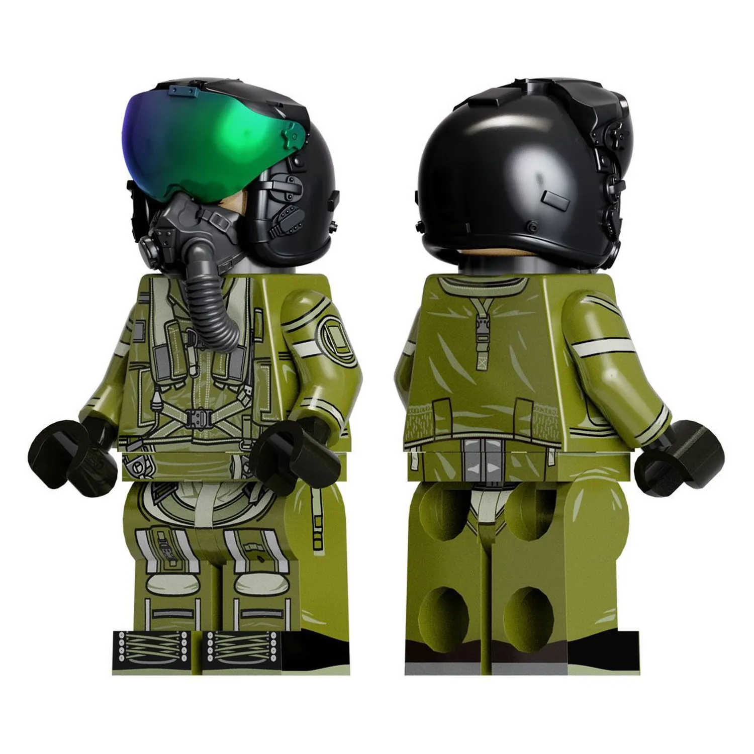 the left and right of Launch from the carrier deck with this custom UV-printed Modern FA-18 Naval Aviator building block figure. Accurately features a black flight helmet, gr The Left And Right Of Launch From The Carrier Deck With This Custom Uv Printed Modern Fa 18 Naval Aviator Building Block Figure. Accurately Features A Black Flight Helmet, Gr