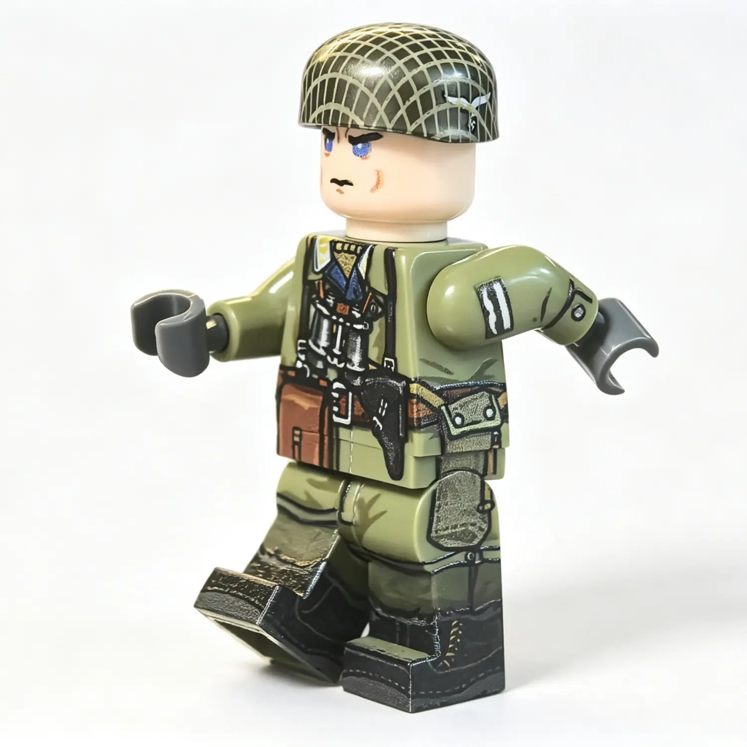 The Left Of German Fallschirmjäger (paratrooper) Second Lieutenant Battle Of Narvik (early Green Smock) Wwii Custom Printed Brick Block Figure