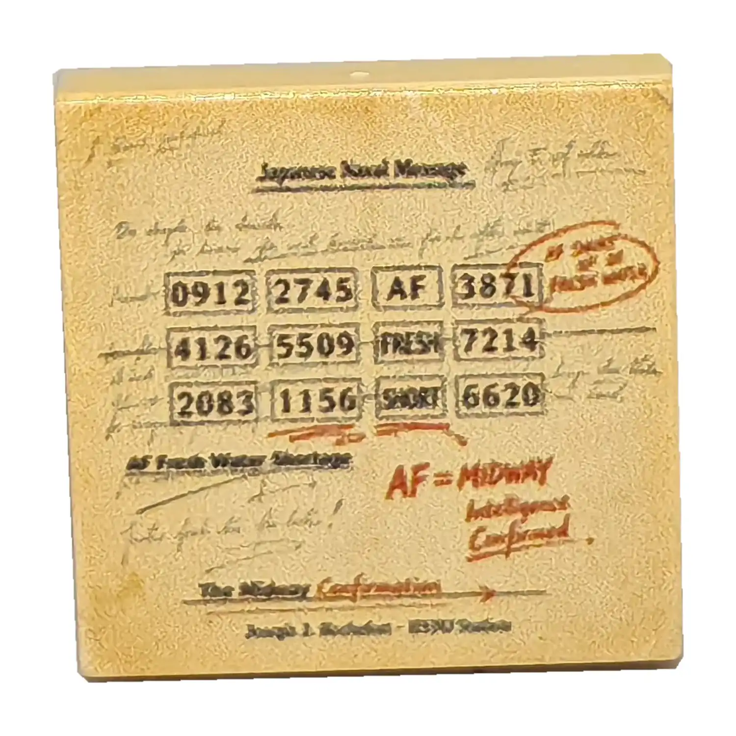AF Midway Codebreaking Telegram Printed Tile WWII – Custom 3D Printed Miniature Accessory Parts Pieces for Brick Block Figures Af Midway Codebreaking Telegram Printed Tile Wwii – Custom 3d Printed Miniature Accessory Parts Pieces For Brick Block Figures