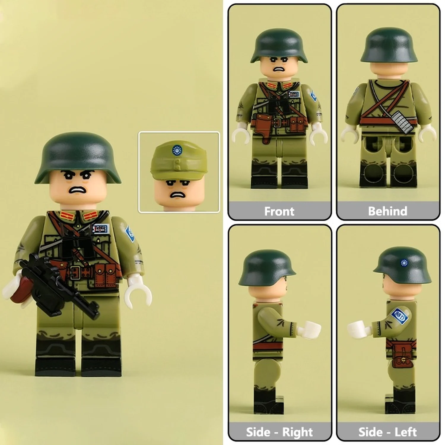 Chinese Nationalist Platoon Leader Second Lieutenant Front Side and Rear Views WWII – Custom Printed Brick Block Figure Chinese Nationalist Platoon Leader Second Lieutenant Front Side And Rear Views Wwii – Custom Printed Brick Block Figure