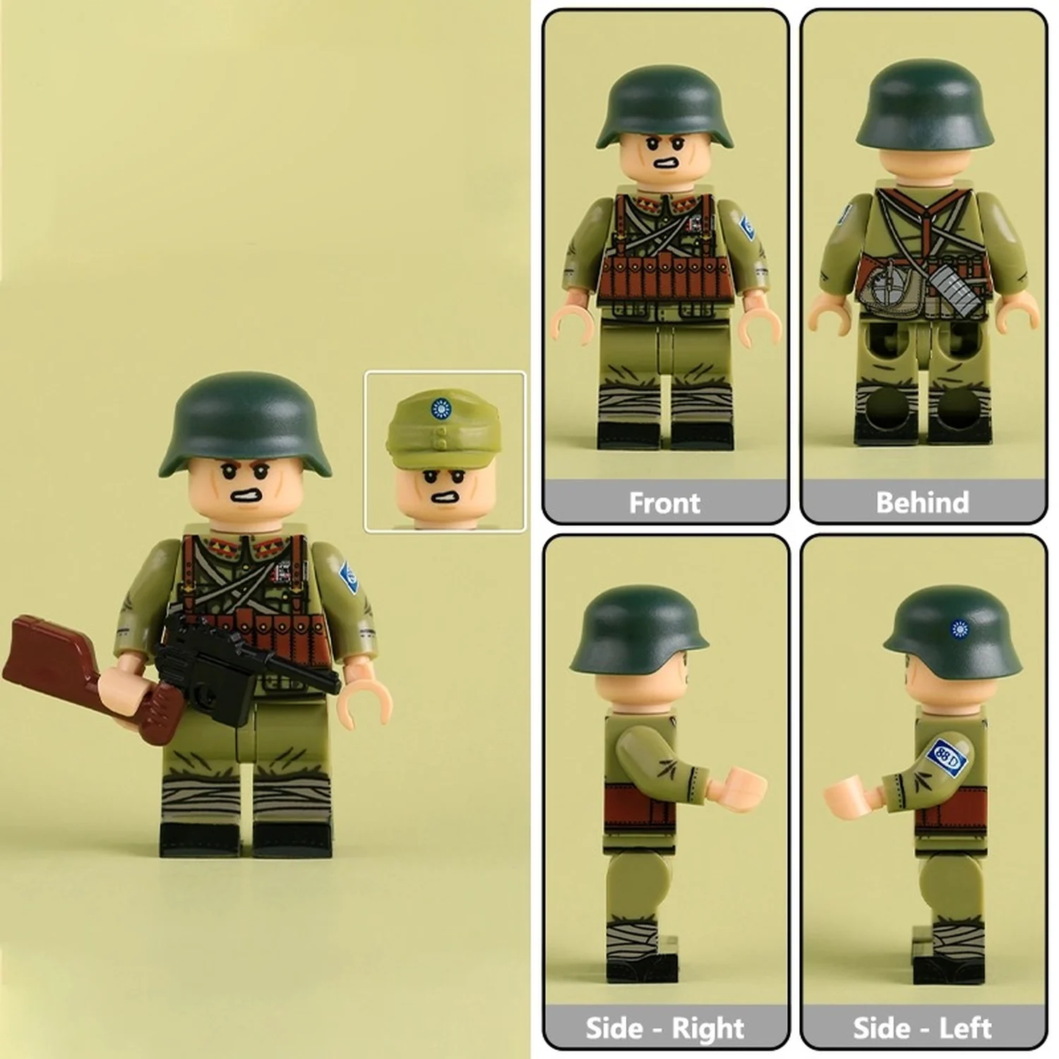 Chinese Nationalist Squad Leader Sergeant Front Side and Rear Views WWII – Custom Printed Brick Block Figure Chinese Nationalist Squad Leader Sergeant Front Side And Rear Views Wwii – Custom Printed Brick Block Figure