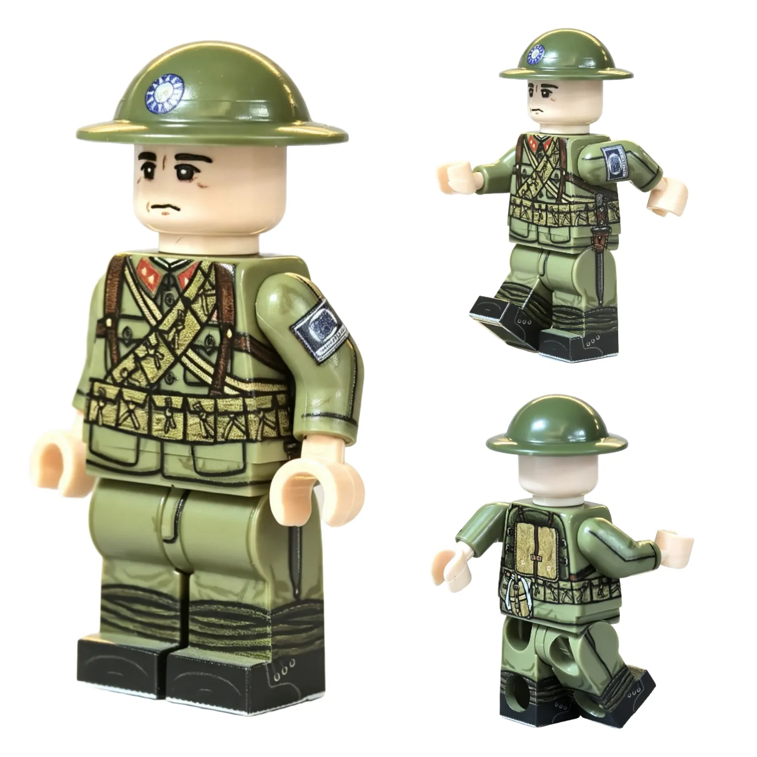 Chinese Tax Police Corps Infantryman Republican Era Front and Rear Views – Custom Printed Brick Block Figure