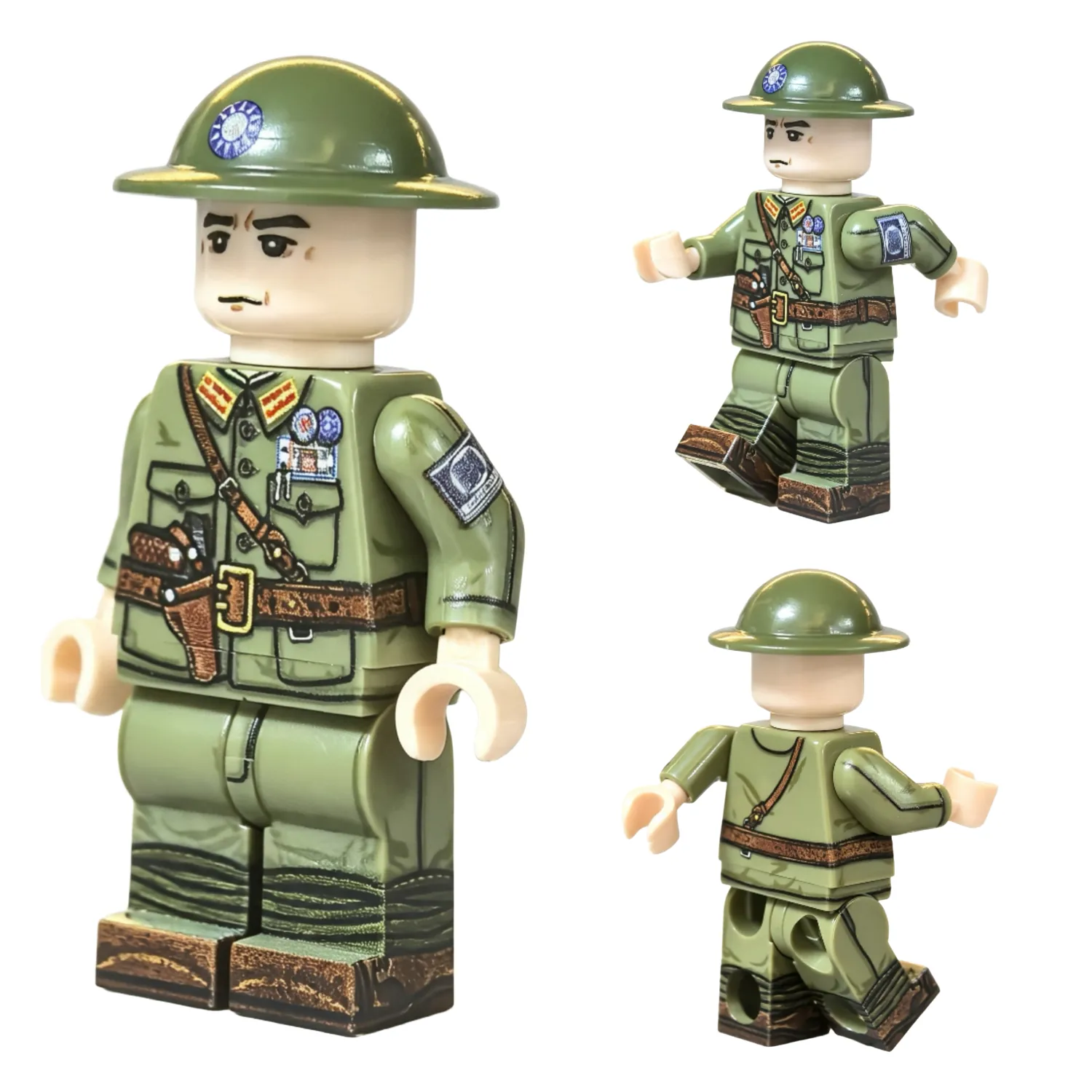 Chinese Tax Police Corps Officer Republican Era Front and Rear Views – Custom Printed Brick Block Figure