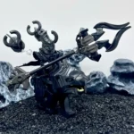 Fantasy Shadow Berserker on Armored Wolf with Bladed Polearm – Custom Printed Brick Block Figure