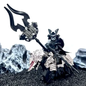 Fantasy Wolf Rider Commander on Armored Wolf-Headed Horse with Bladed Polearm – Custom Printed Brick Block Figure Fantasy Wolf Rider Commander on Armored Wolf-Headed Horse with Bladed Polearm – Custom Printed Brick Block Figure