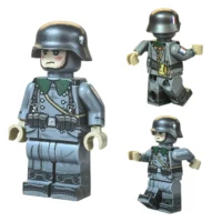 French 638th Infantry Regiment Greatcoat Soldier WWII Front and Rear Views – Custom Printed Brick Block Figure