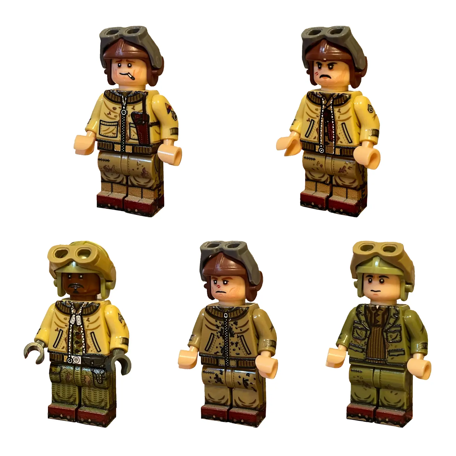 Fury Sherman Tank Crew Collection WWII – Custom Printed Brick Block Figure