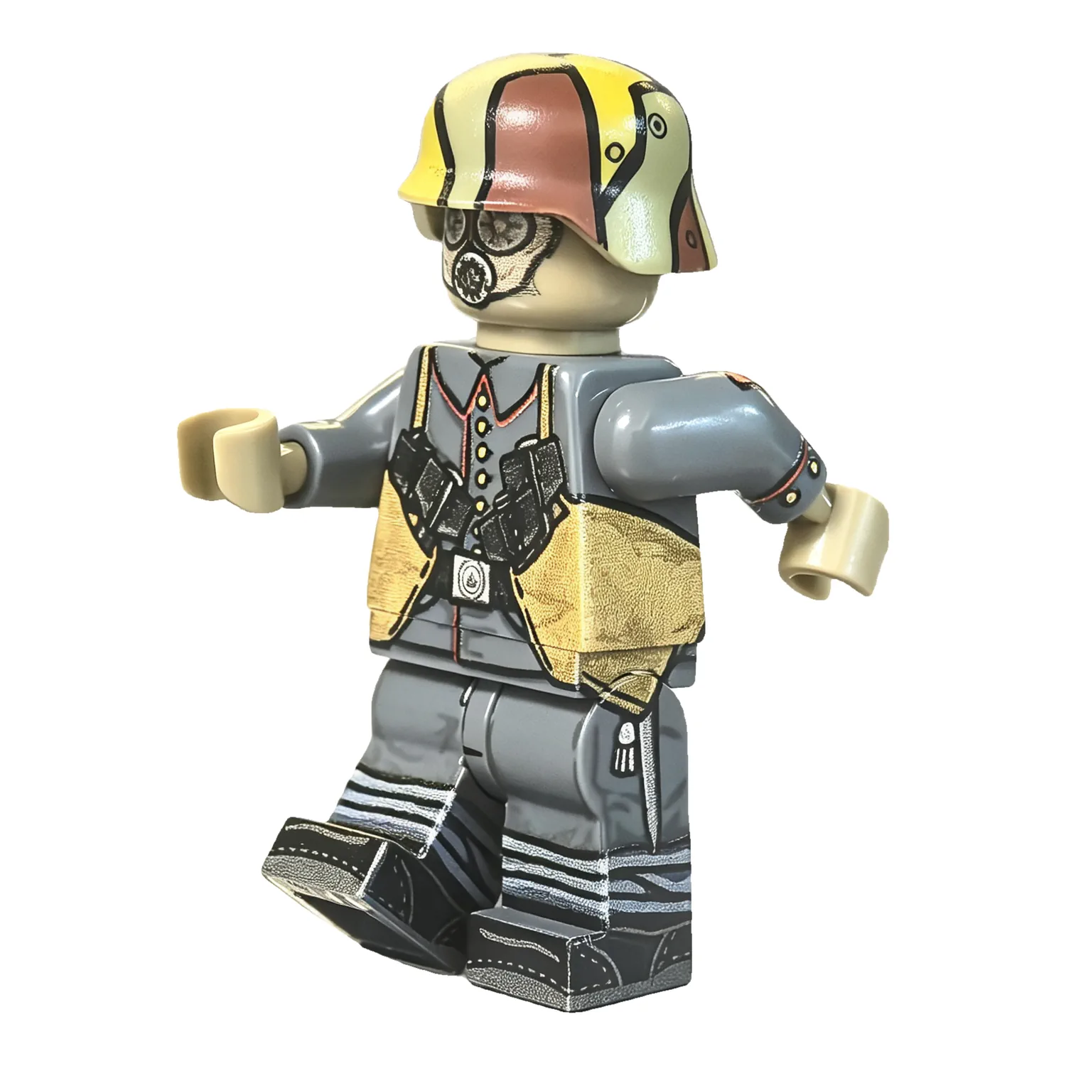 German Stormtrooper Granatenwerfer 16 Gunner World War I Front Three Quarter View – Custom Printed Brick Block Figure