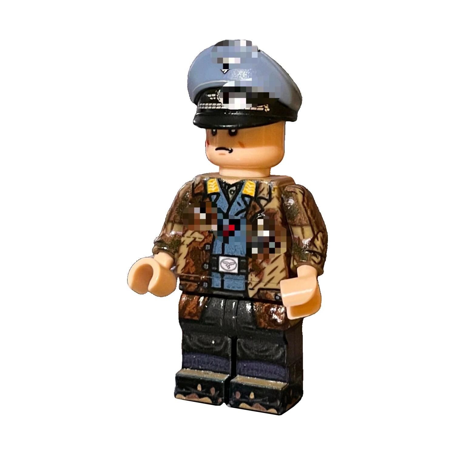 Luftwaffe Camouflage Soldier with Visor Cap WWII – Custom Printed Brick Block Figure