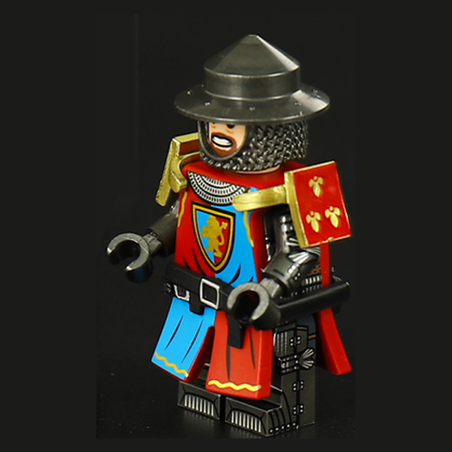 Medieval Fantasy Red Blue Lion Shield Knight – Custom Printed Brick ...