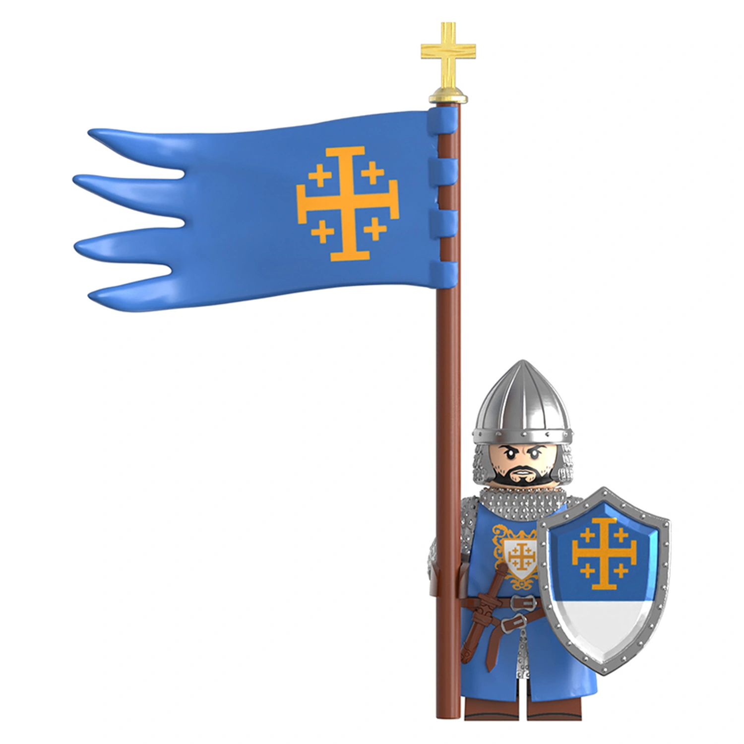 Medieval Knight of the Holy Sepulchre with Blue Banner – Custom Printed ...