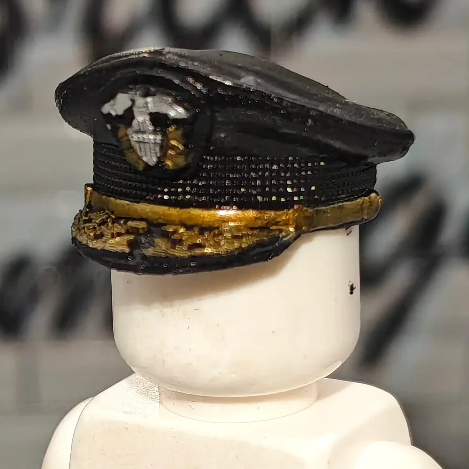 US Navy Admiral Black Top Peaked Cap – Custom 3D Printed Miniature Accessory Parts Pieces for Brick Block Figures US Navy Admiral Black Top Peaked Cap – Custom 3D Printed Miniature Accessory Parts Pieces for Brick Block Figures