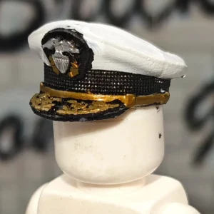 US Navy Admiral White Top Peaked Cap – Custom 3D Printed Miniature Accessory Parts Pieces for Brick Block Figures US Navy Admiral White Top Peaked Cap – Custom 3D Printed Miniature Accessory Parts Pieces for Brick Block Figures