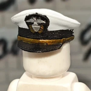 US Navy Junior Officer White Top Peaked Cap – Custom 3D Printed Miniature Accessory Parts Pieces for Brick Block Figures US Navy Junior Officer White Top Peaked Cap – Custom 3D Printed Miniature Accessory Parts Pieces for Brick Block Figures
