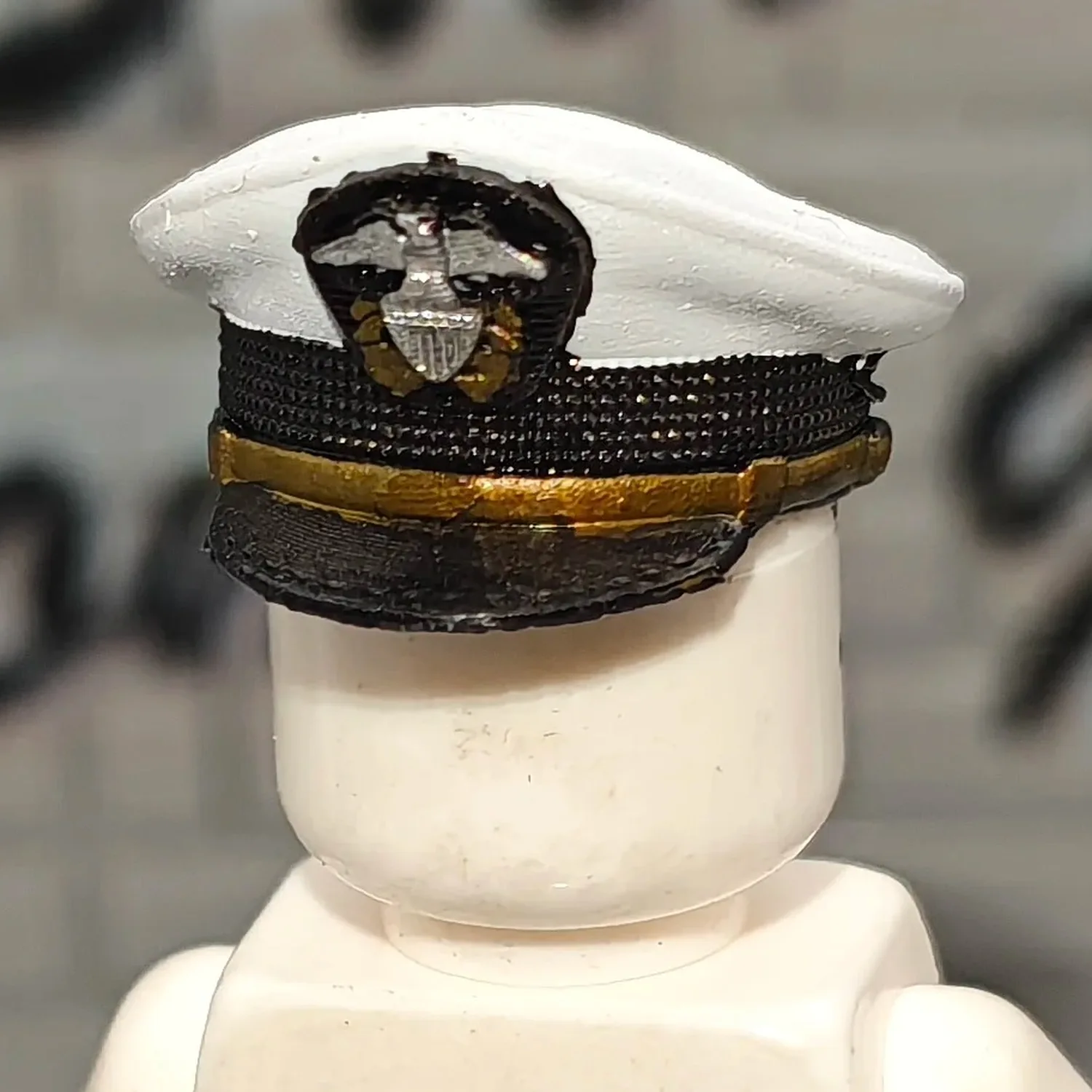 US Navy Junior Officer White Top Peaked Cap – Custom 3D Printed Miniature Accessory Parts Pieces for Brick Block Figures US Navy Junior Officer White Top Peaked Cap – Custom 3D Printed Miniature Accessory Parts Pieces for Brick Block Figures