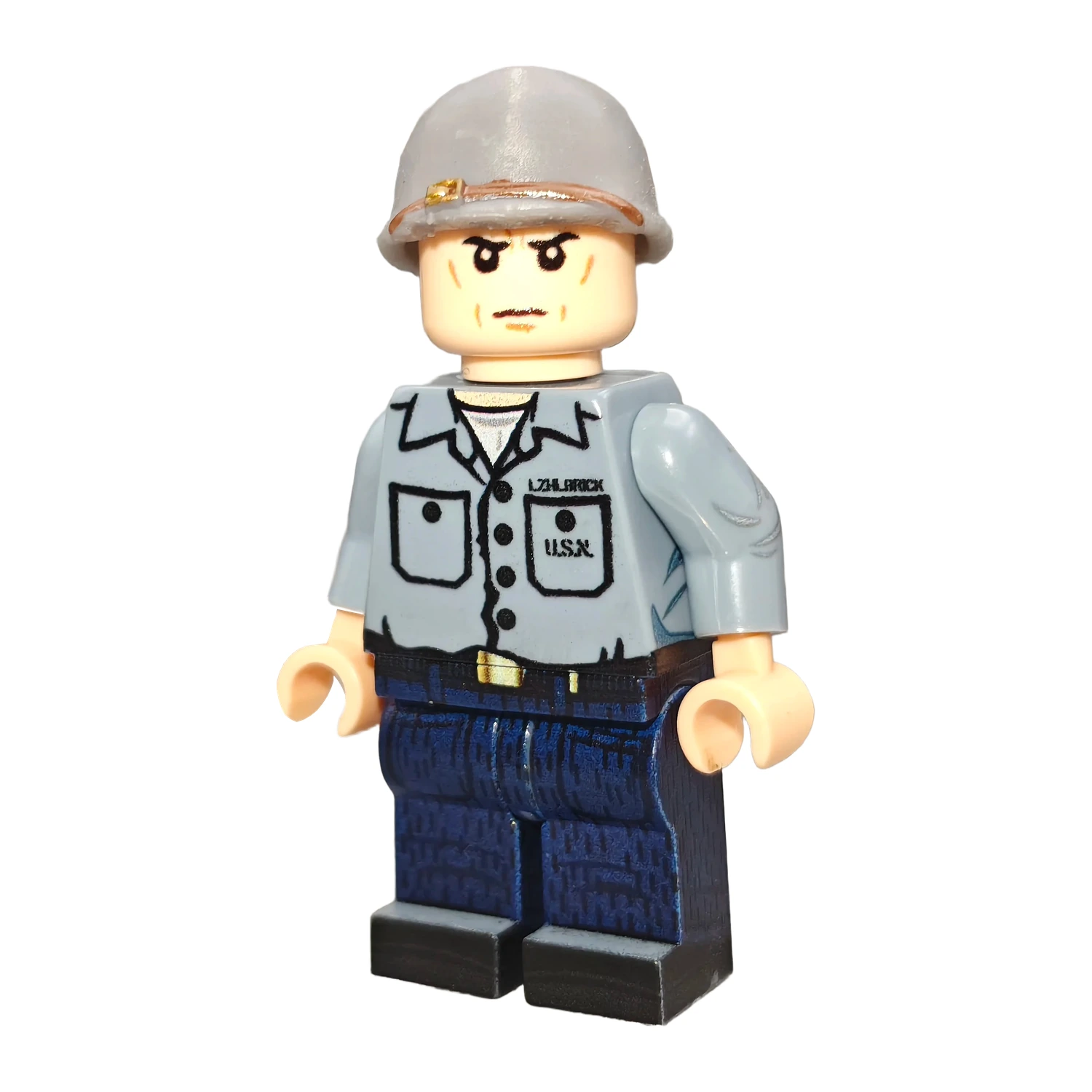 US Navy Sailor with Gray Helmet – Custom Printed Brick Block Figure US Navy Sailor with Gray Helmet – Custom Printed Brick Block Figure