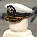 US Navy Senior Officer White Top Peaked Cap – Custom 3D Printed Miniature Accessory Parts Pieces for Brick Block Figures