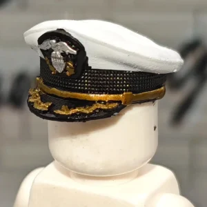 US Navy Senior Officer White Top Peaked Cap – Custom 3D Printed Miniature Accessory Parts Pieces for Brick Block Figures US Navy Senior Officer White Top Peaked Cap – Custom 3D Printed Miniature Accessory Parts Pieces for Brick Block Figures